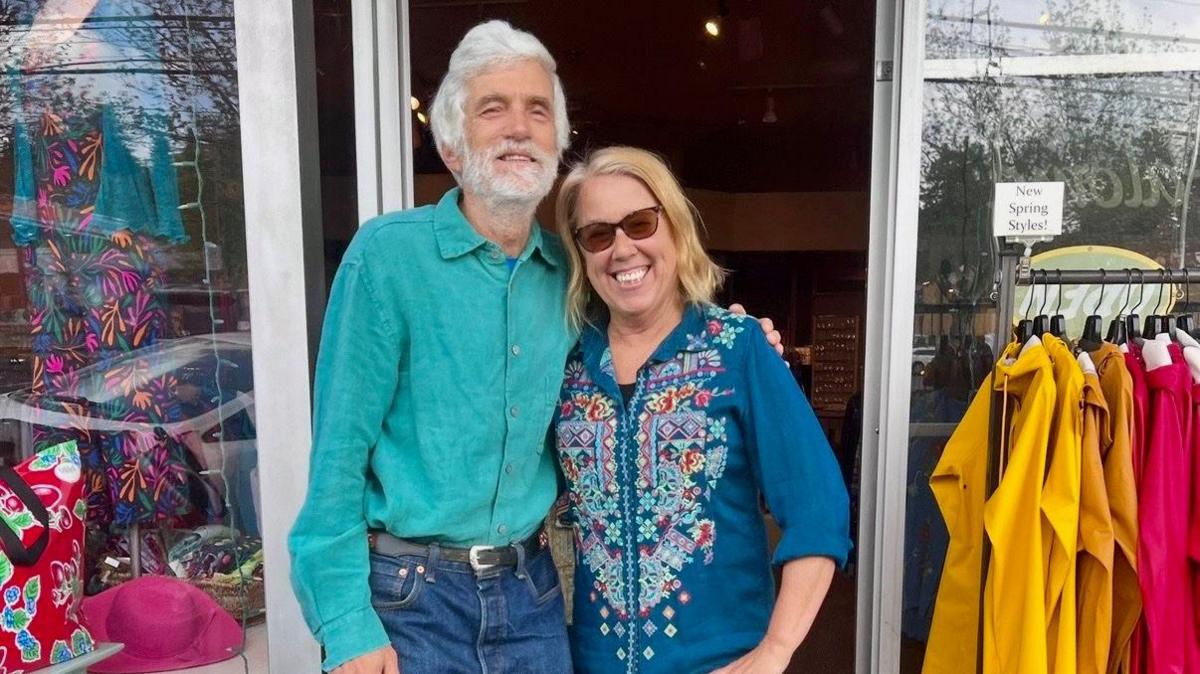 Mike Roach and Kim Osgood outside their shop