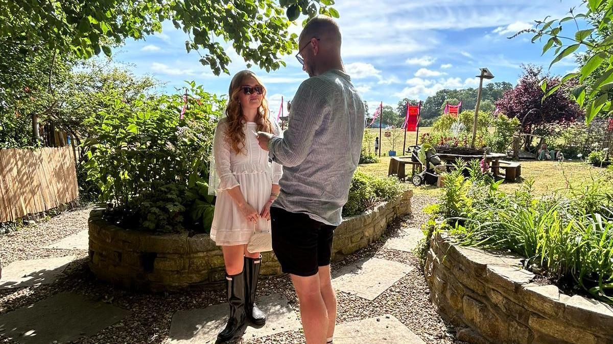 Alex Bee and Liam Barnett at their ceremony at Glastonbury