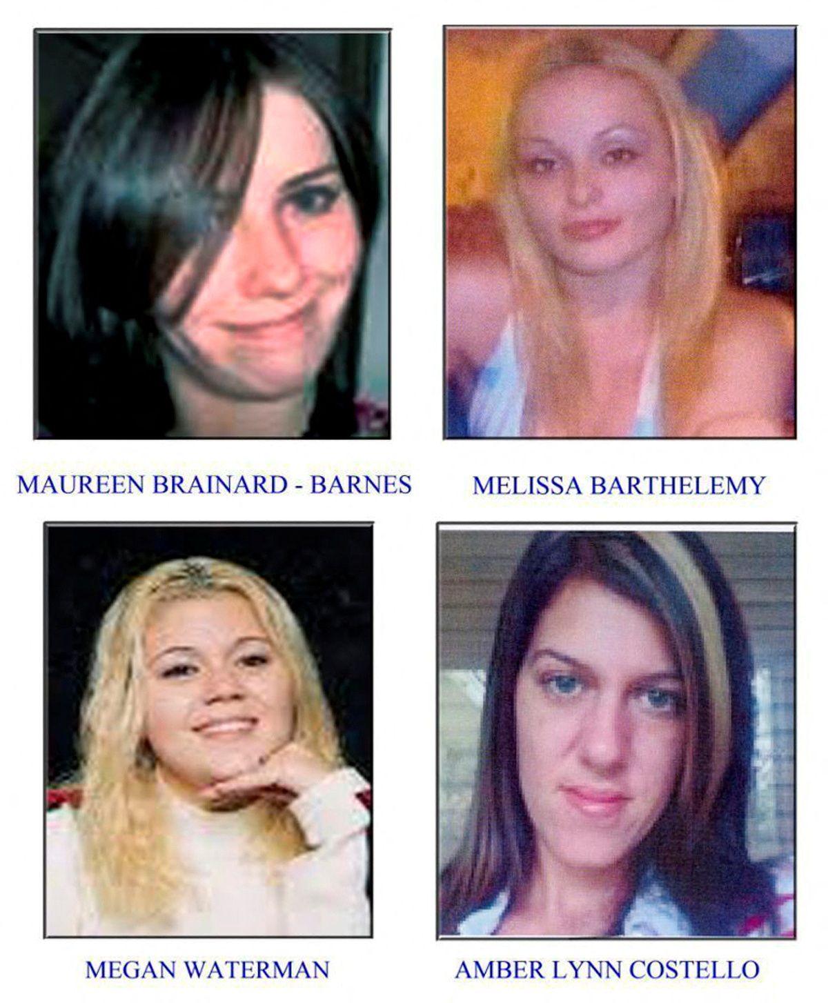 Pictures of four of the victims Maureen Brainard-Barnes (top L), Melissa Barthelemy (top R), Megan Waterman (bottom L) and Amber Lynn Costello (bottom R)