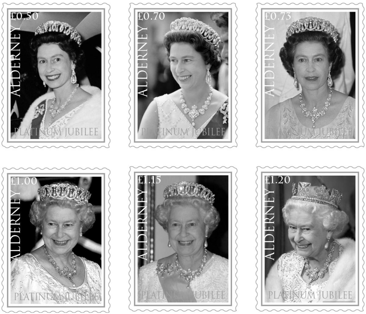 Guernsey stamps commemorating the Queen's platinum jubilee