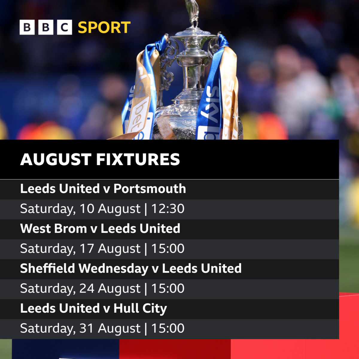 Leeds United fixtures Key fixtures in the 2024 25 Championship season BBC Sport