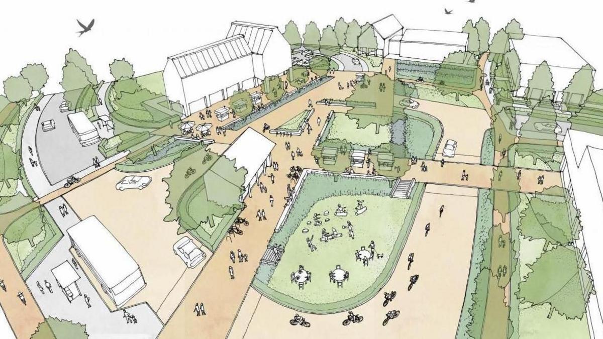 The image shows the architects designs for the Selwood Garden Community development.

