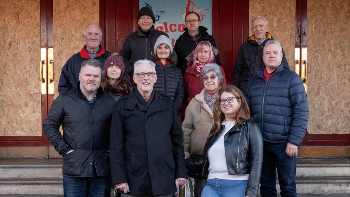 Rushden Ritz Theatre Preservation group outside the Ritz cinema in Rushden