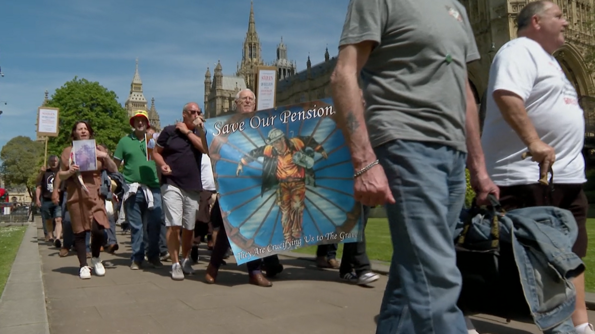 Miner's marching in London on Wednesday