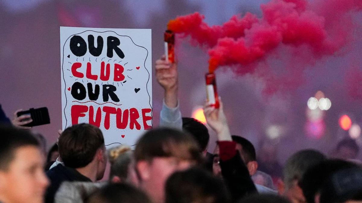 Salford fans protesting against the club's ownership.