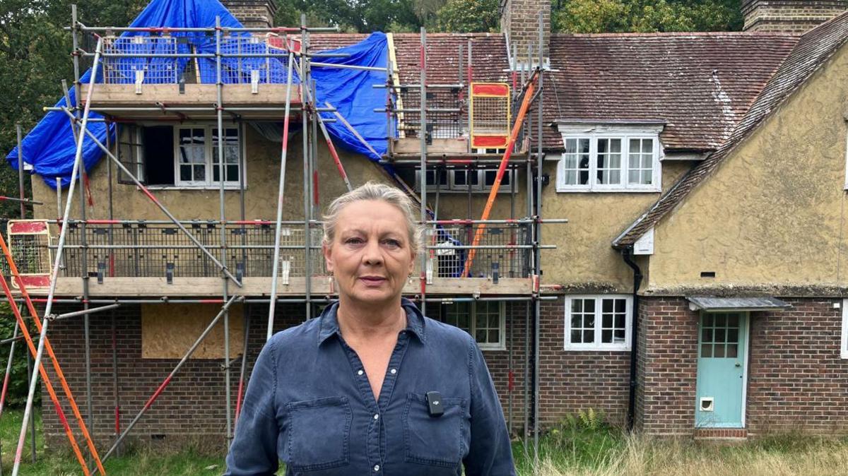 The Chilworth home of Emma Wills after a modified e-bike caused a fire which destroyed much of the property. 