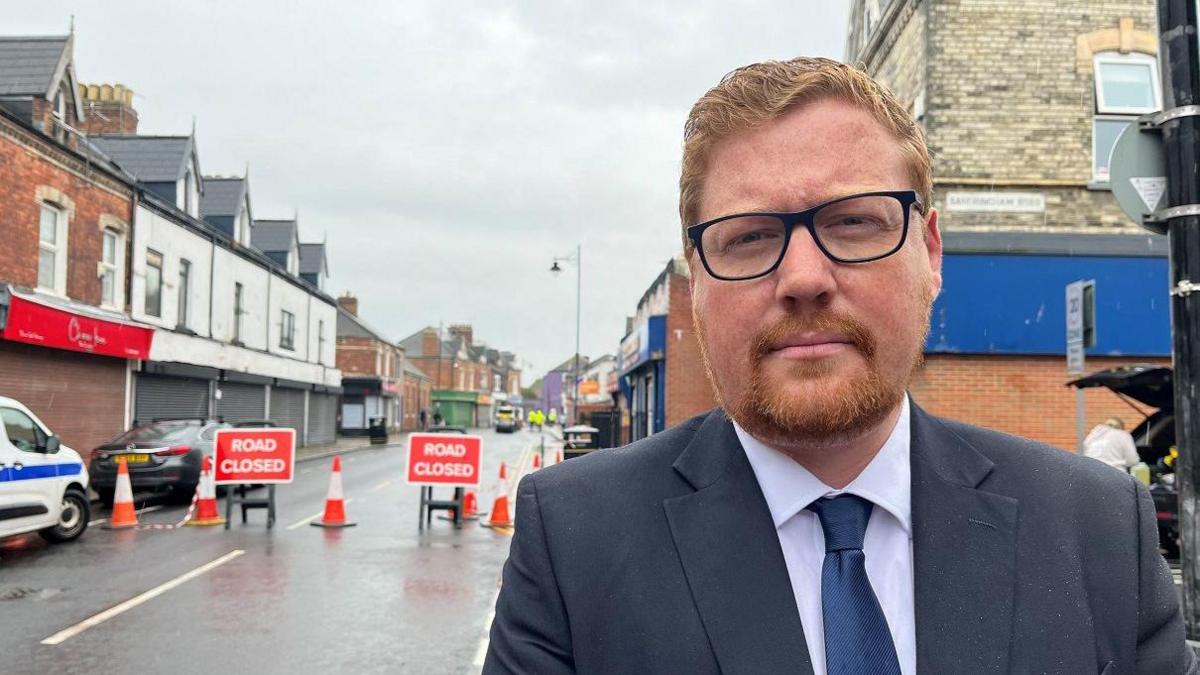 MP Jonathan Brash on Murray Street, Hartlepool, following Wednesday's disorder