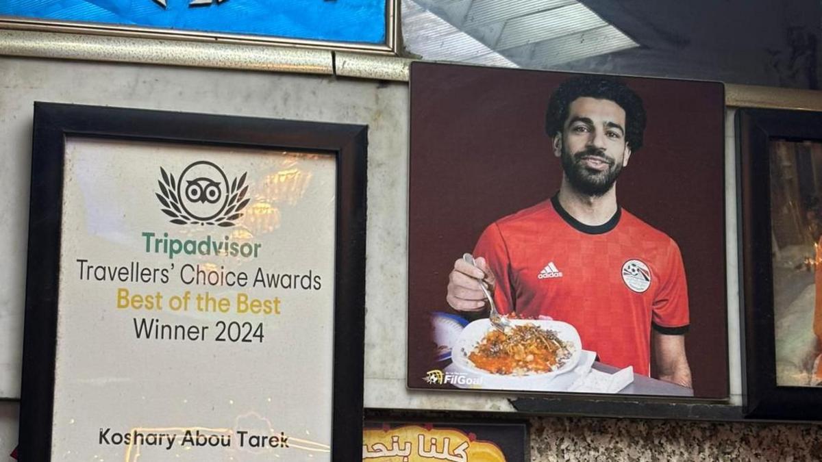 A local restaurant with an image of Salah and his favourite dish