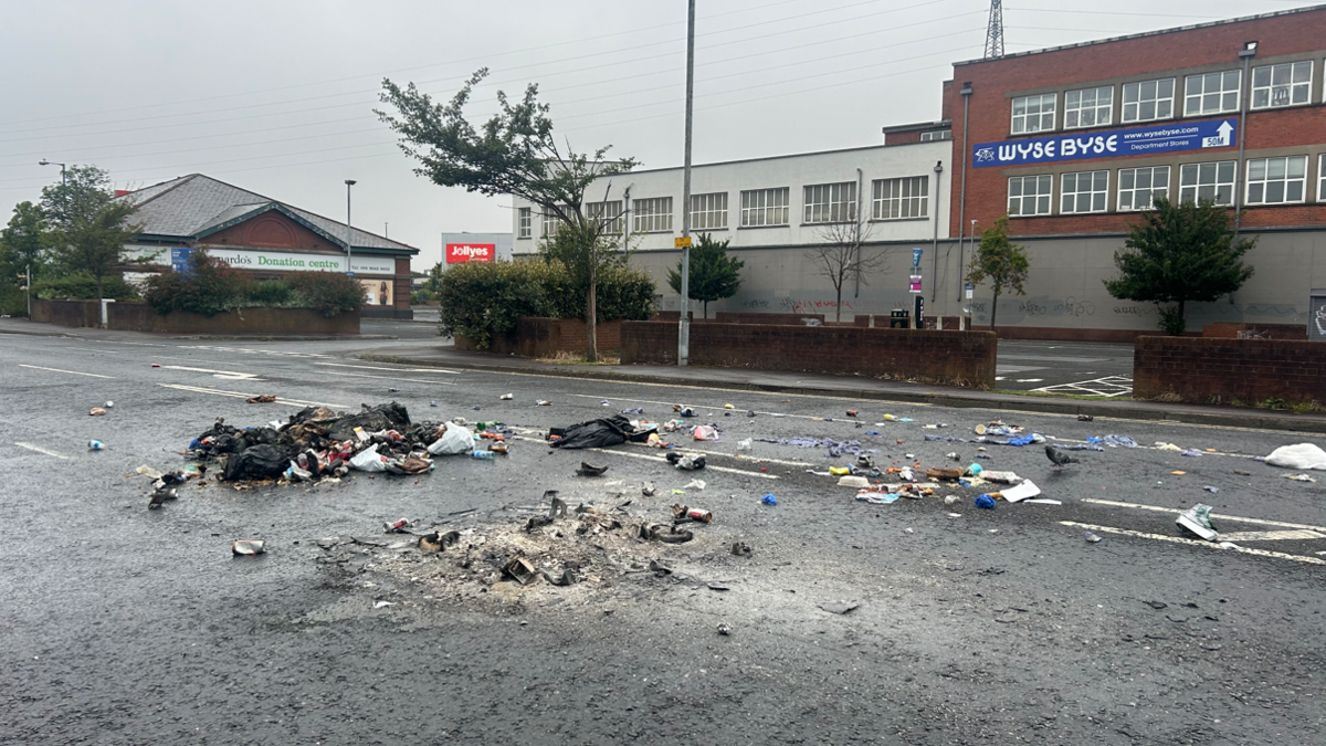 Debris on the road in east Belfast