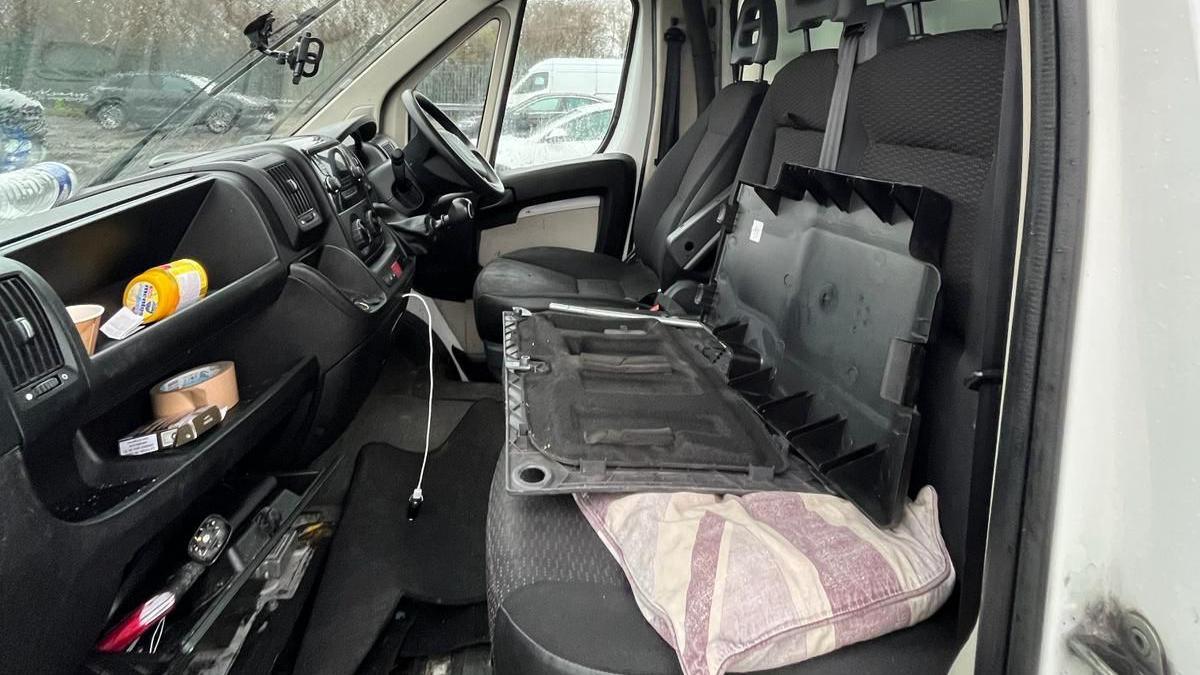 The inside of a van