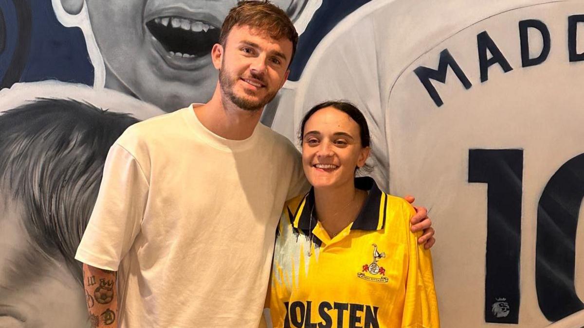 Emily pictured with Tottenham Hotspur footballer James Maddison