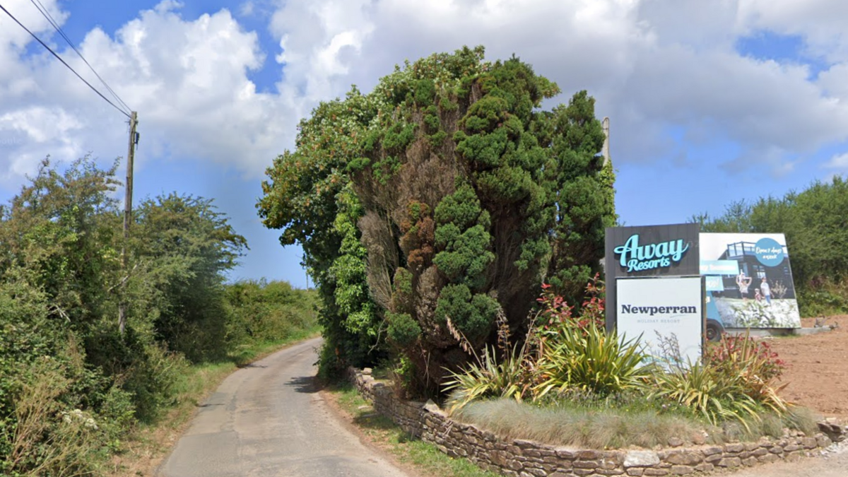 The entrance to Newperran Holiday Resort, as seen from a main road