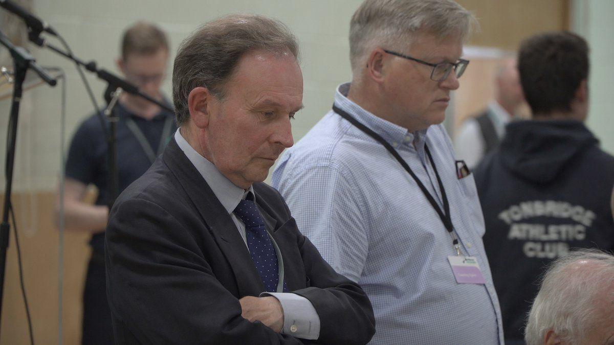 Roger Gough looking forlorn at his election count in Kent.