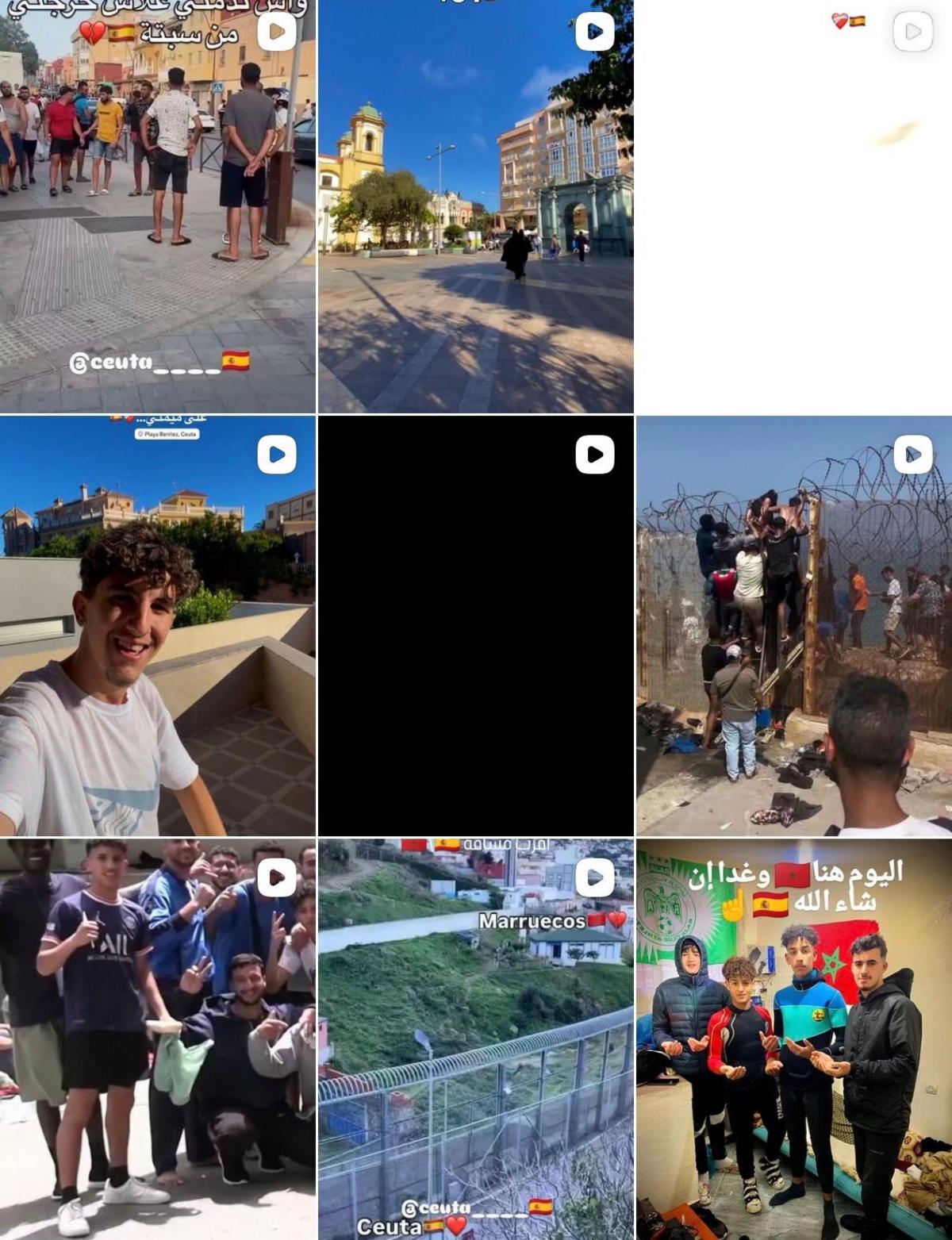 A screenshot of an Instagram profile showing happy videos of life in Spain and Ceuta.