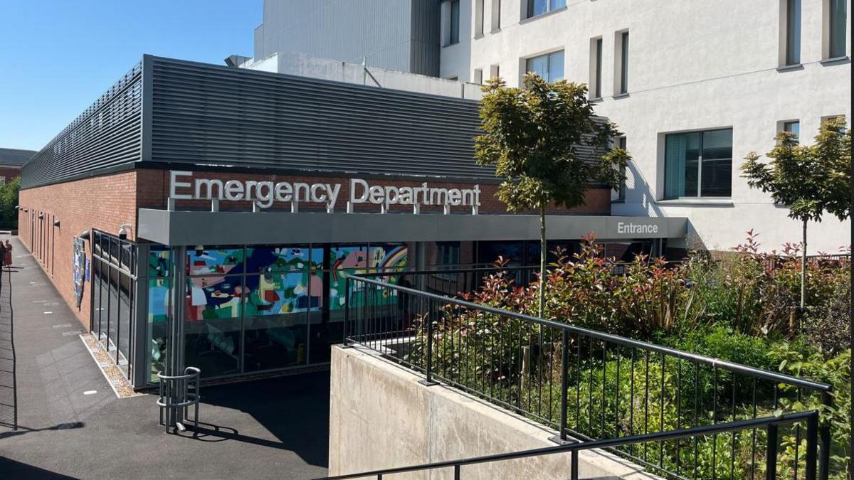 The main entrance to the Worcestershire Royal's new emergency department