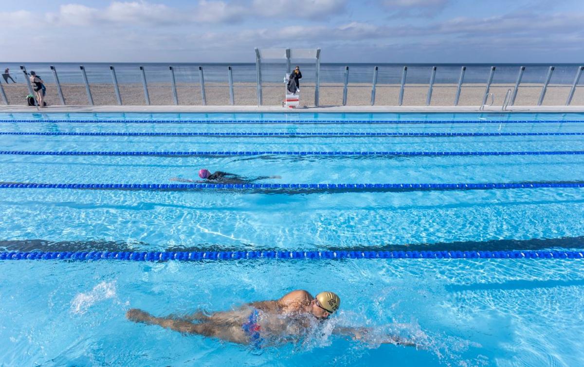 People swimming in the new pool