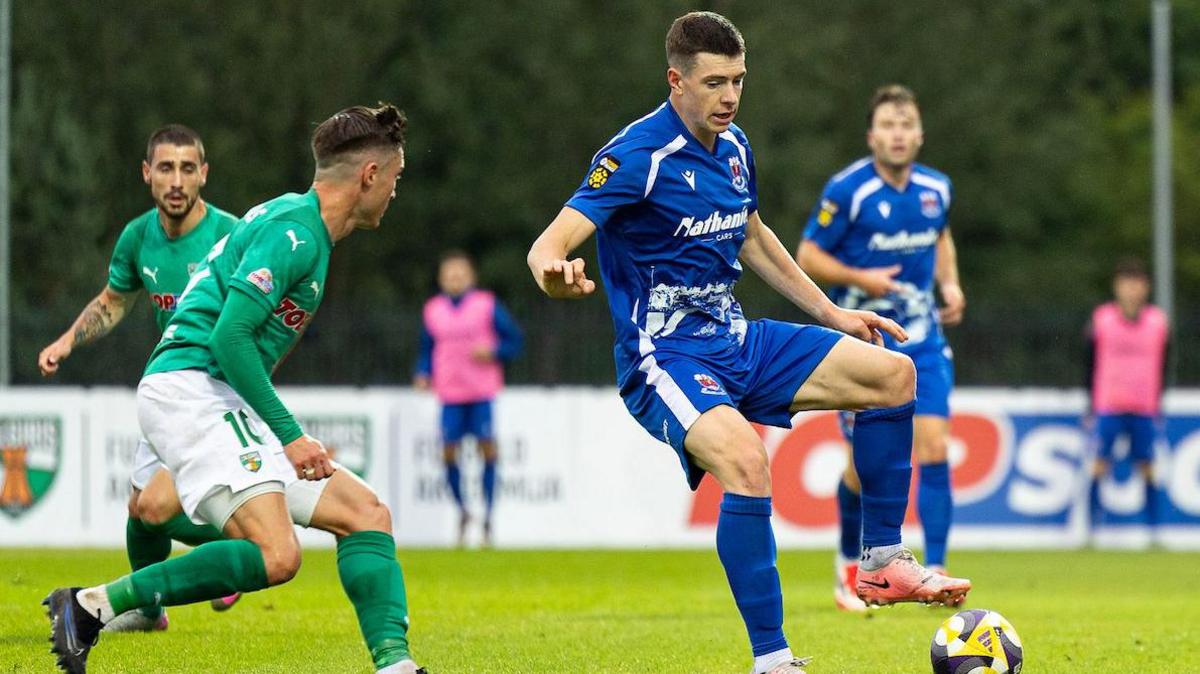 Gabe Kircough, who scored an own goal, in action against Kauno Zalgiris