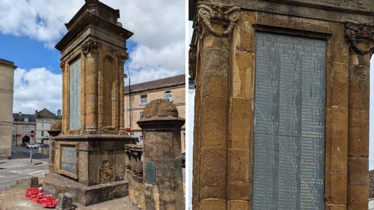 The war memorial in Chippenham