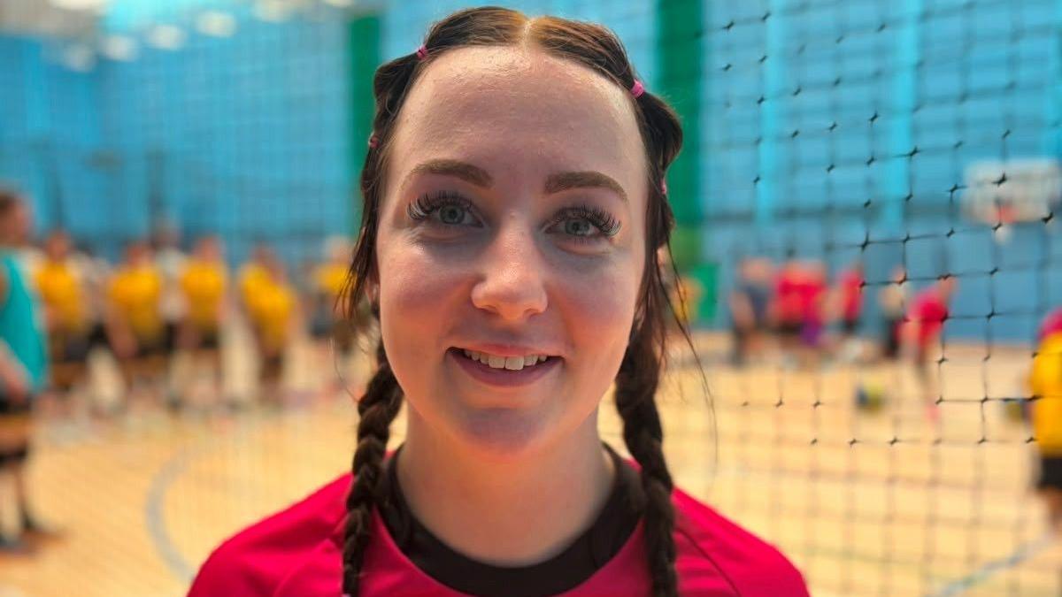Dodgeball Scotland player Jodie Wright, courtside at Aberdeen Sports Village.