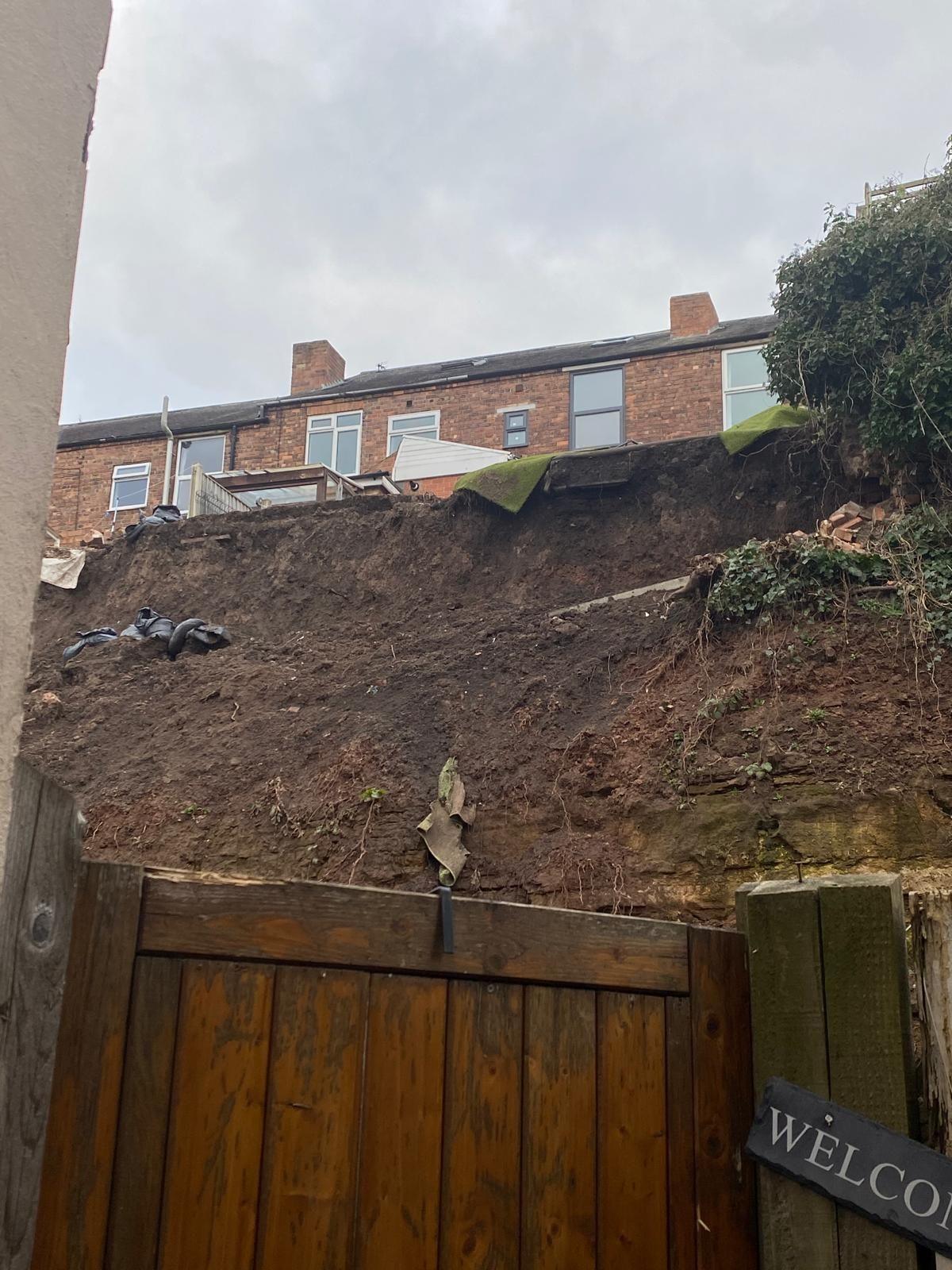 Scene after collapse of wall near Windmill Lane in Sneinton