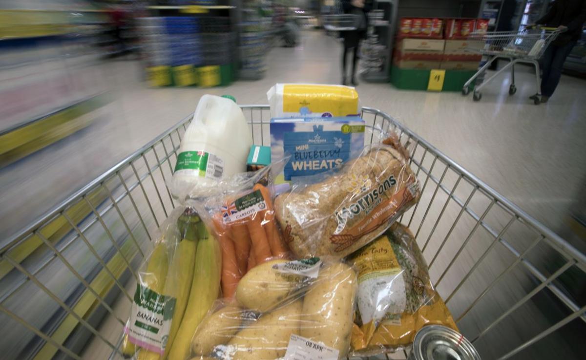 Supermarket trolley of food