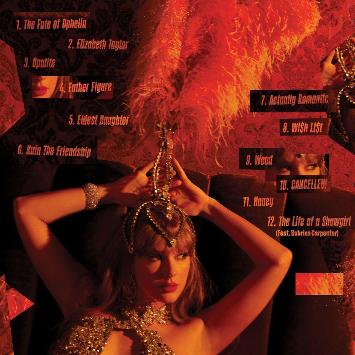 The back cover of Taylor's 12th album The Life of a Showgirl