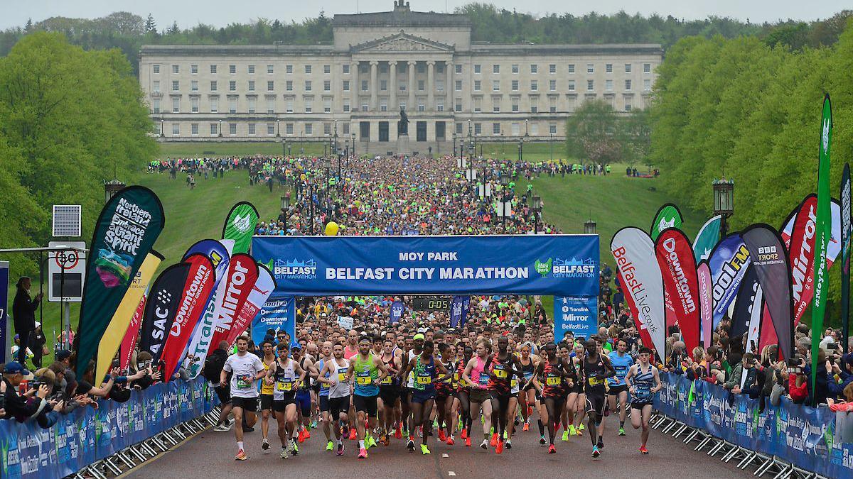 Participants in marathon at Stormont