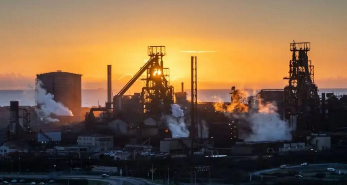 A silhouetted Port Talbot steelworks