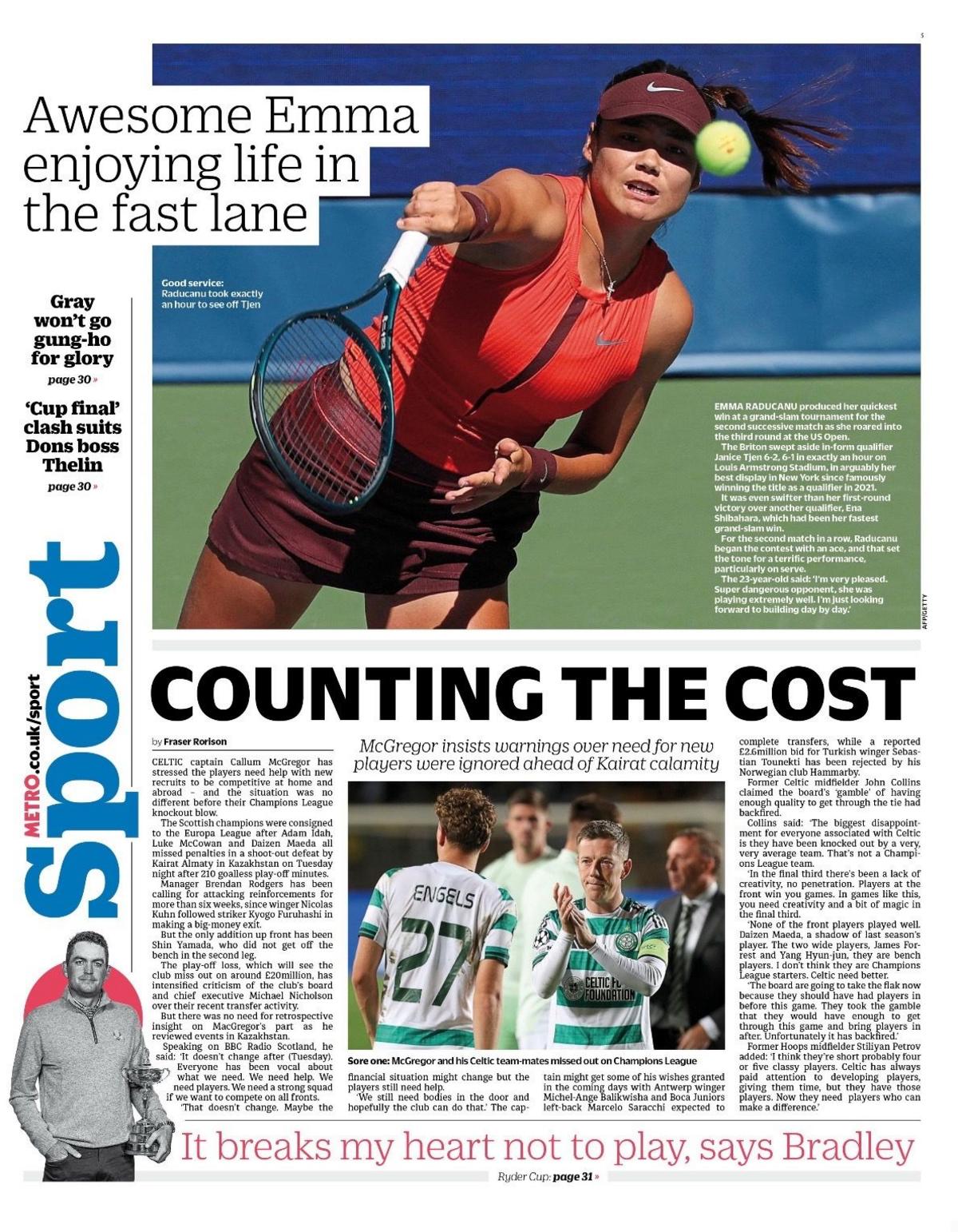 Metro back page