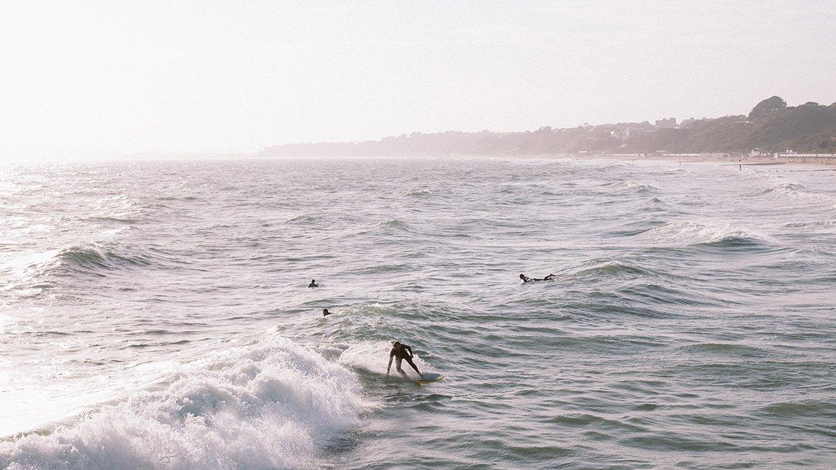 Surfing on Bournemouth seafront