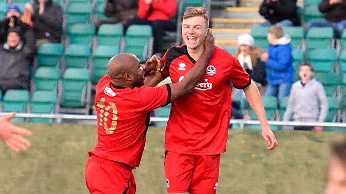 Cody Cooke and Barry Hayles celebrate at goal