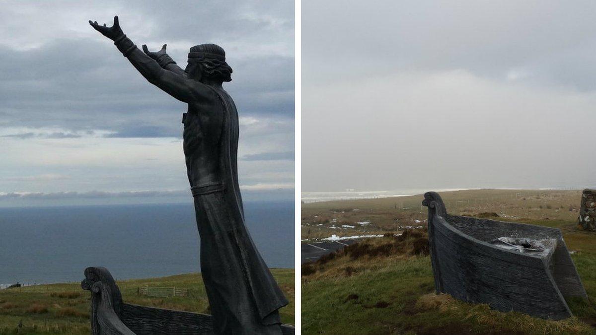 The Manannán Mac Lir statue at the viewing point on Binevenagh Mountain has been stolen