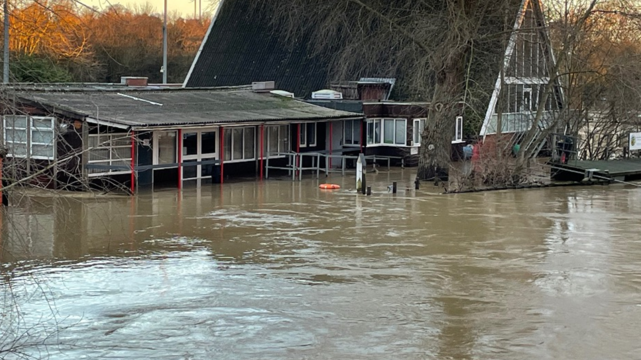 Flood water around the outdoor pursuits. 