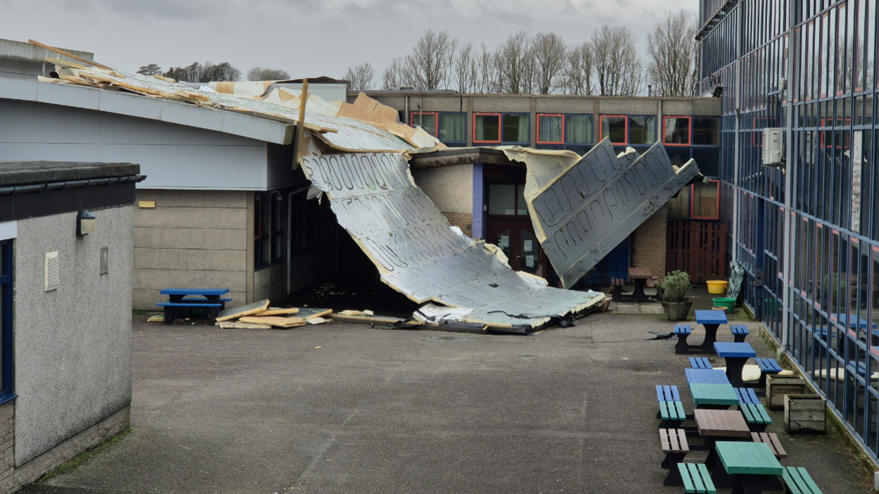 Castle Douglas High School's roof blew off