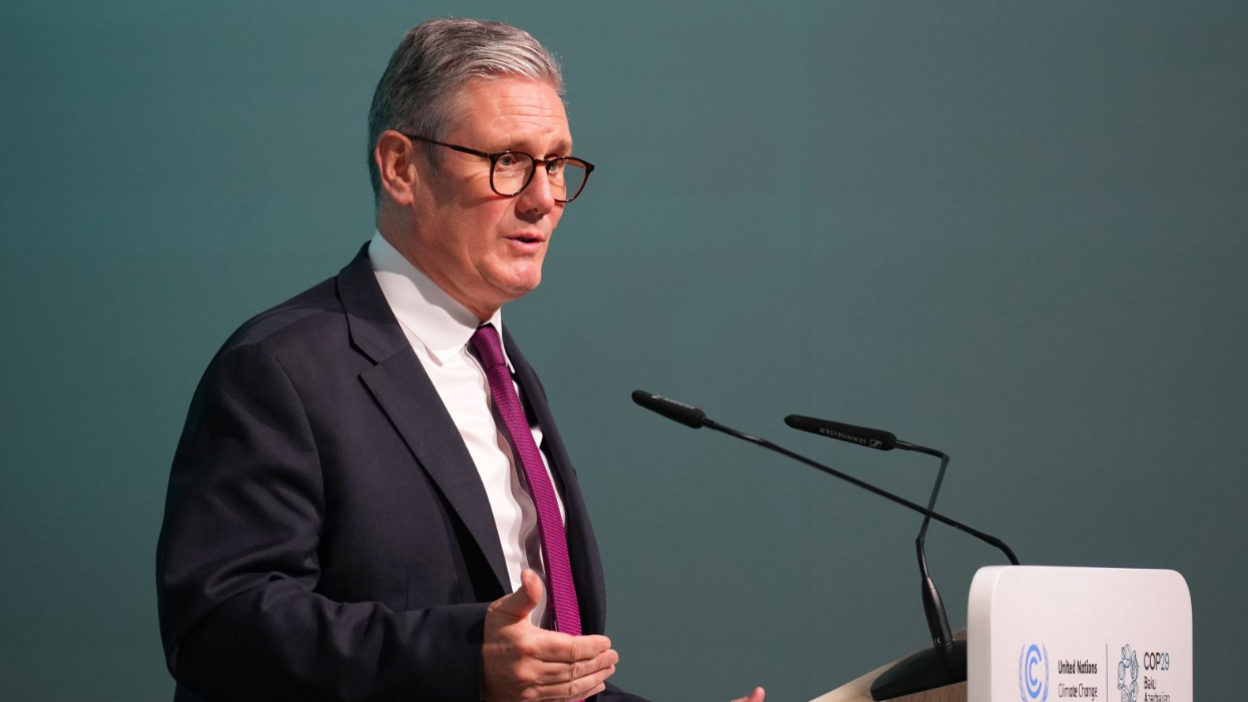 Prime Minister Sir Keir Starmer speaks on day two of the Cop29 climate summit in Baku, Azerbaijan