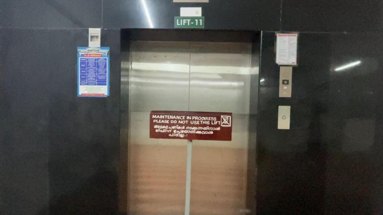 The lift in Kerala hospital in which Mr Nair was stuck for 42 hours