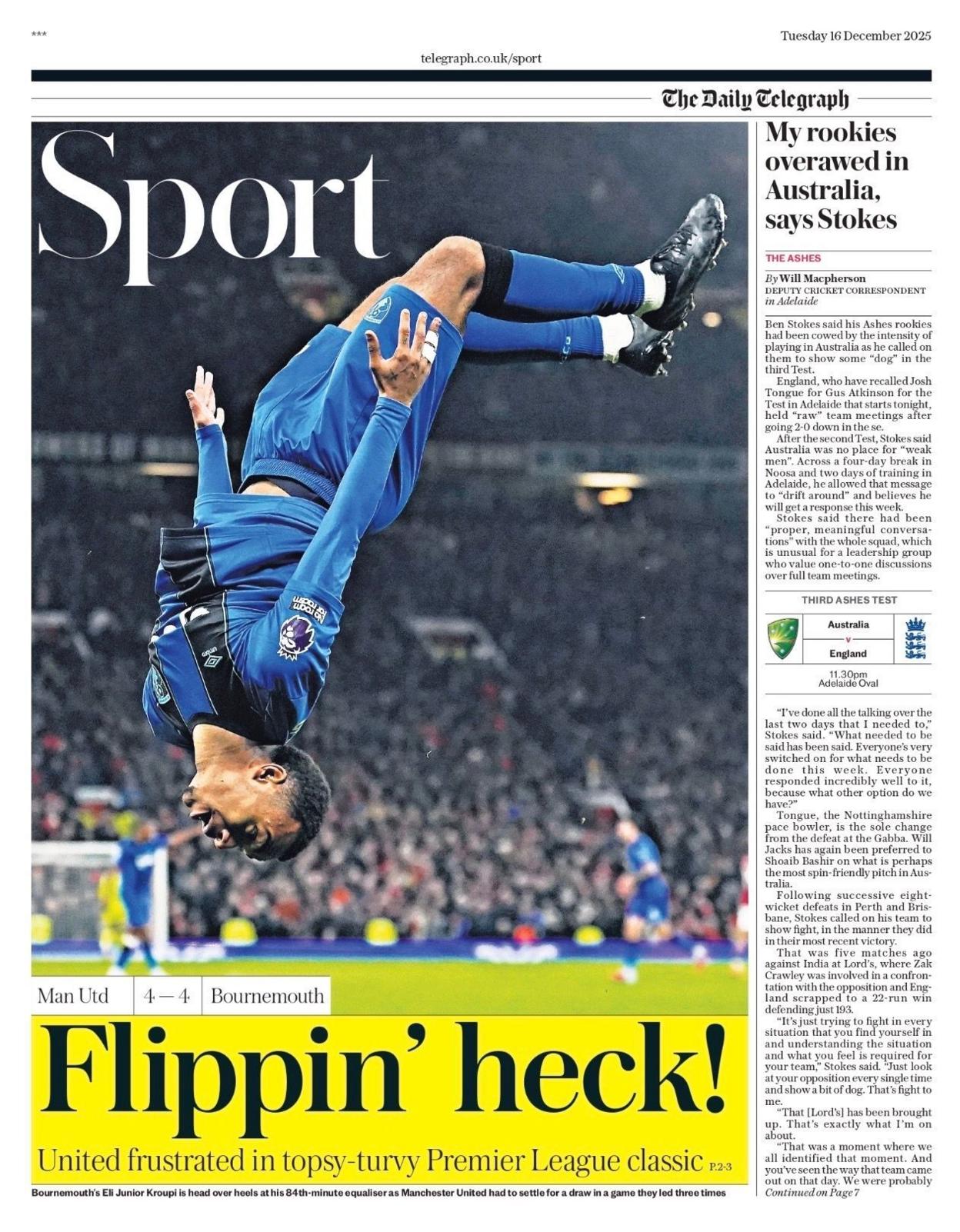 Daily Telegraph sports section