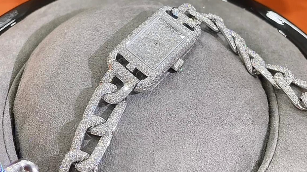 A diamond-encrusted watch