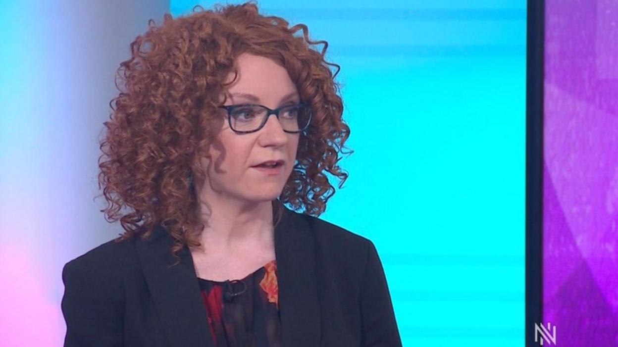 Kate Elysia, a survivor of child sexual assault appears on BBC Newsnight on 2 June 2025.