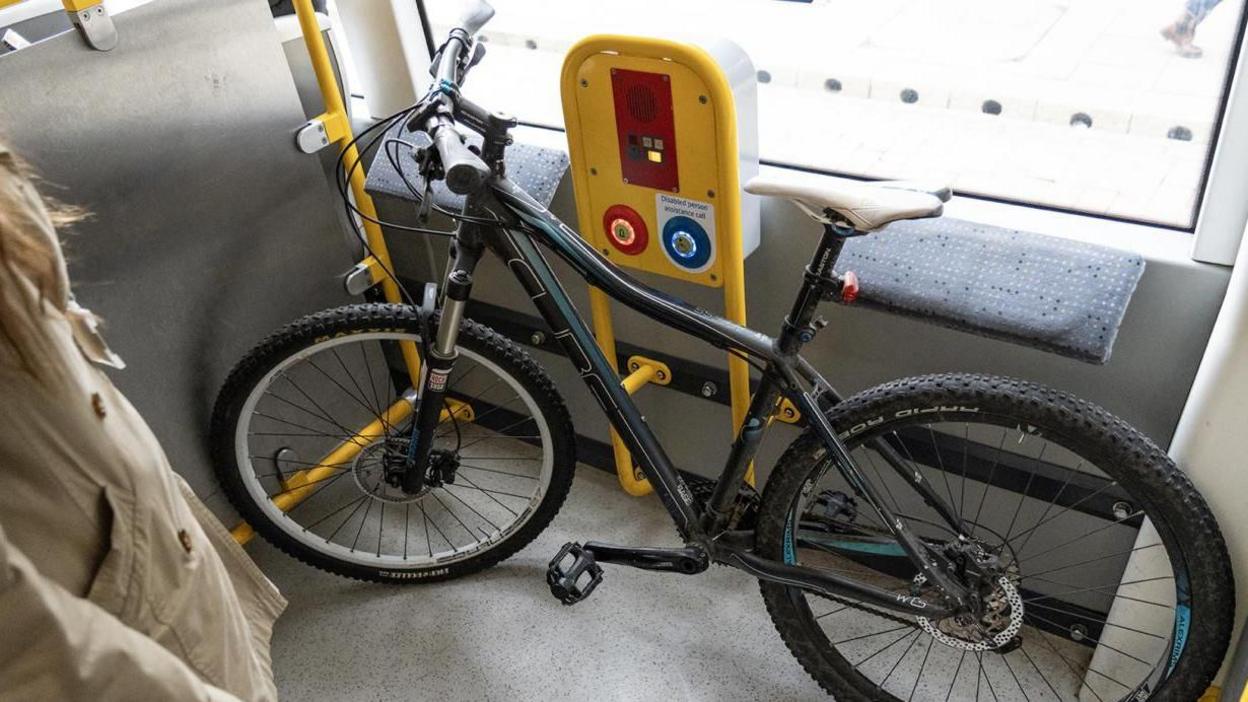 A bike on a tram