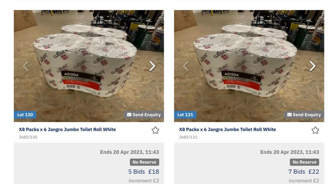 Toilet rolls on BPI auction site