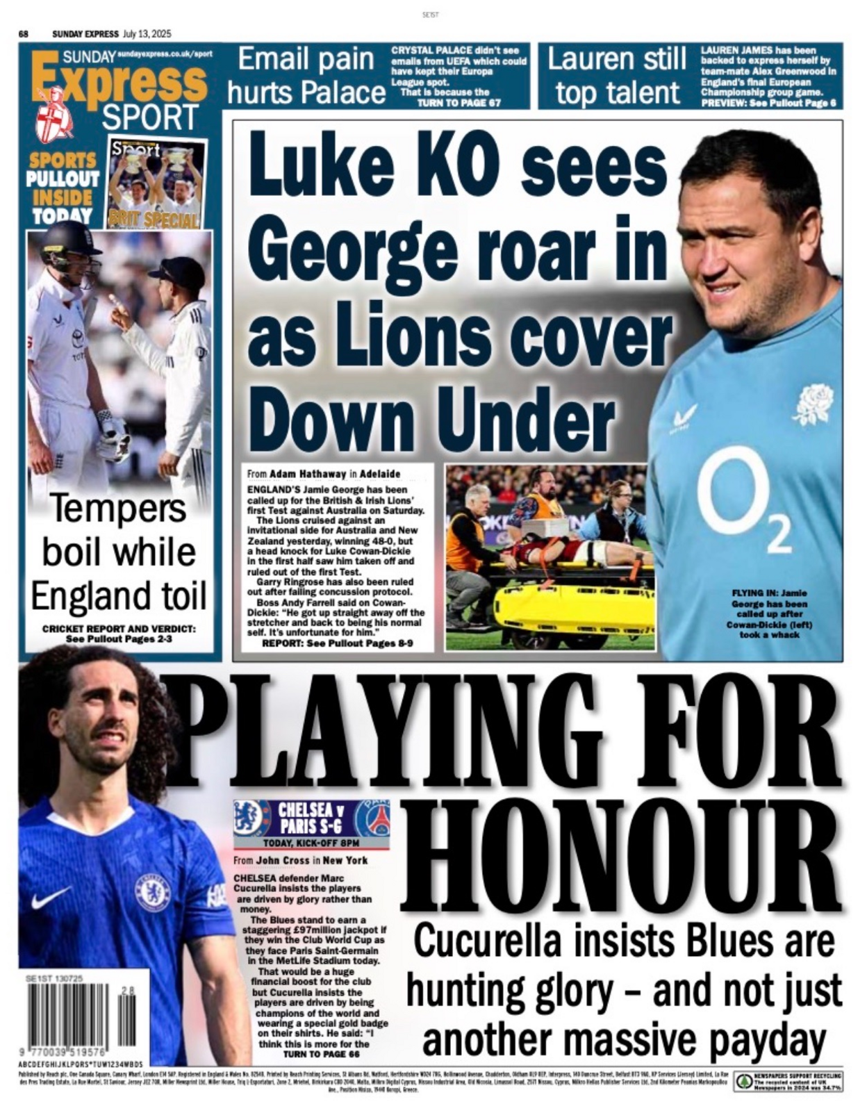 Sunday Express back page