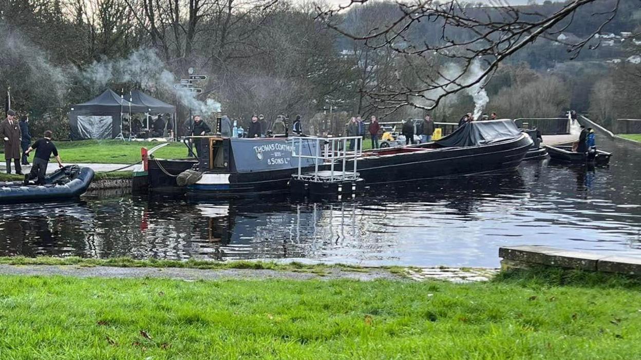 The Peaky Blinders narrowboats were spotted on the Pontcysyllte Aqueduct.