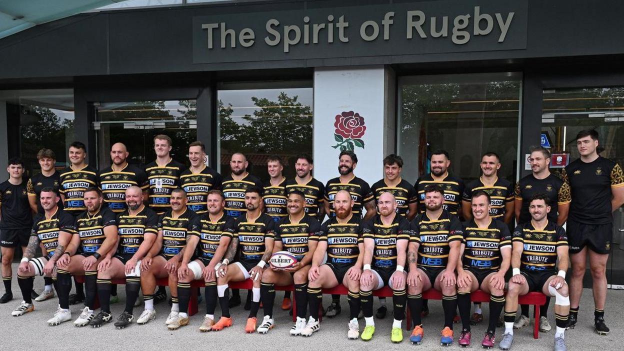 Cornwall men pose outside Twickenham