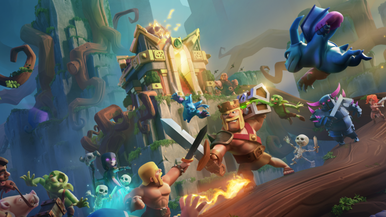 Characters from Clash of Clans including a barbarian and a King