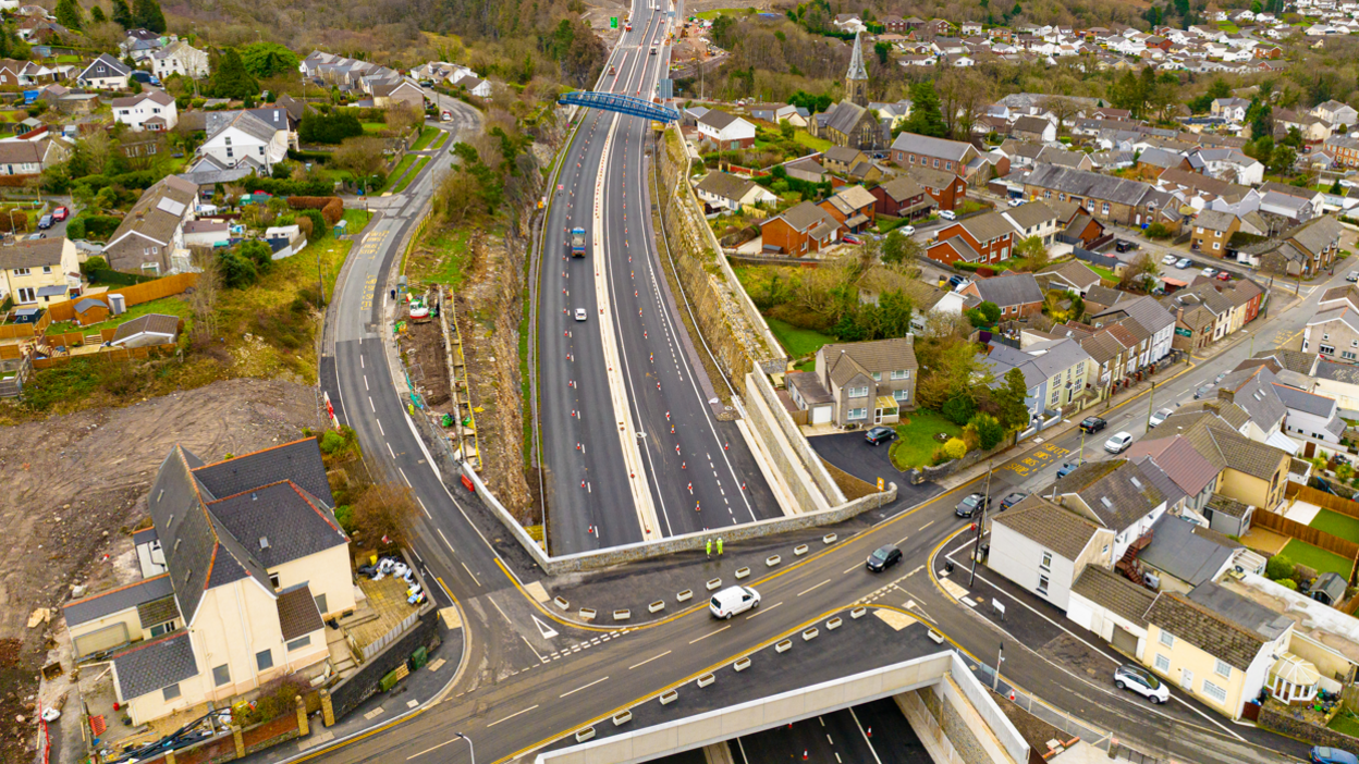 The new Heads of the Valley route passes near houses in Merthyr