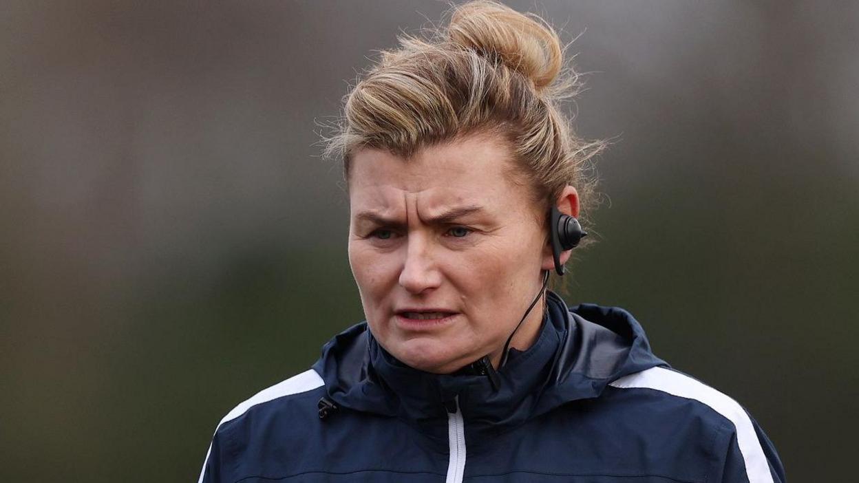 Rachel Taylor looks intense at a training session