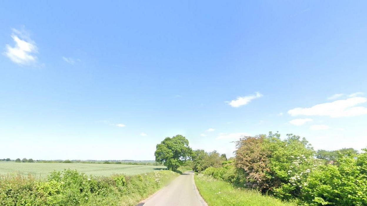 Street view of Tickow Lane, a country road