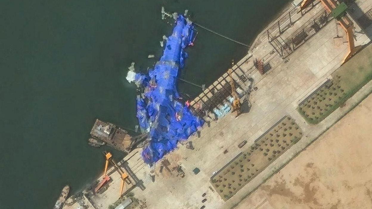 Satellite image shows damaged North Korean warship