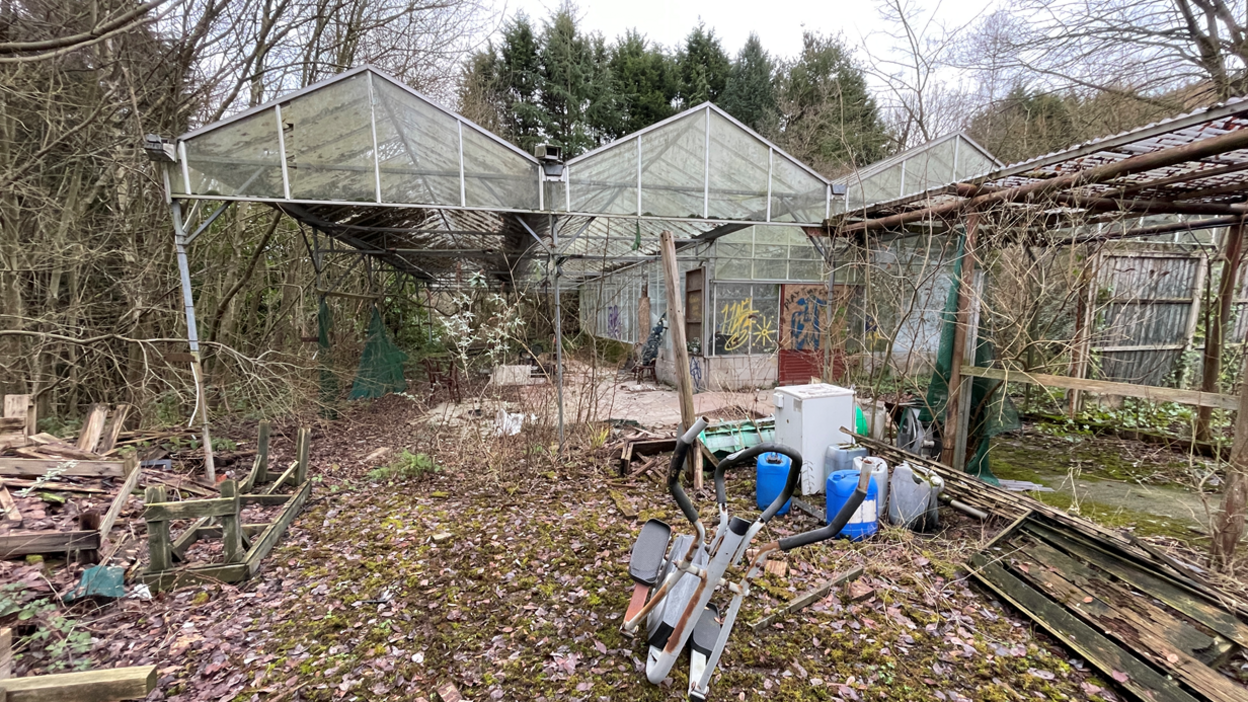 An image of the former Cromford garden centre, which is now derelict